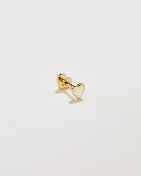 opal heart stud earring