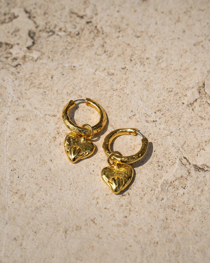 gold plate heart hoop earrings by pamela love