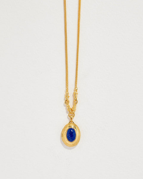 lapis locket pendant necklace