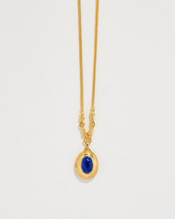 lapis locket pendant necklace