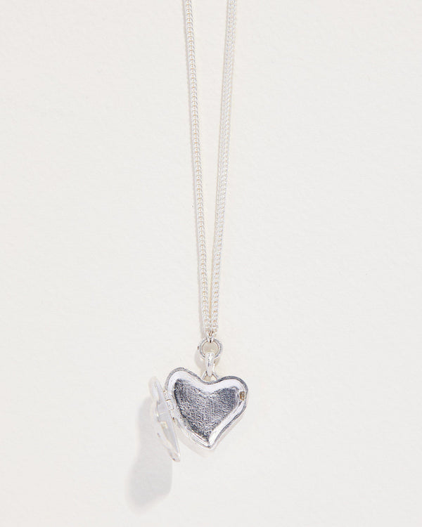 silver heart locket necklace