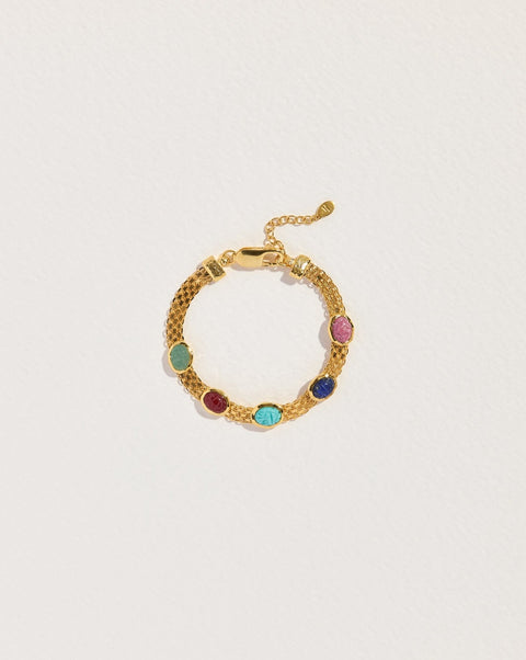 taia gold chain bracelet with lapis, turquoise