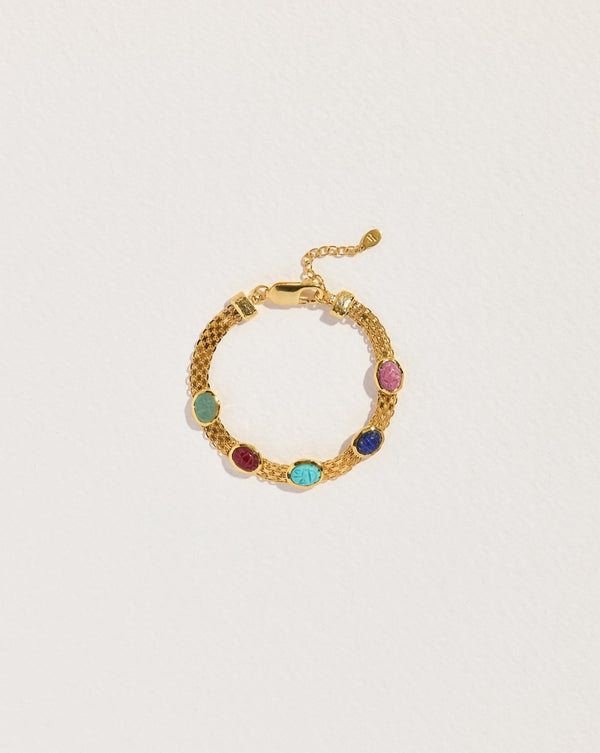 taia gold chain bracelet with lapis, turquoise