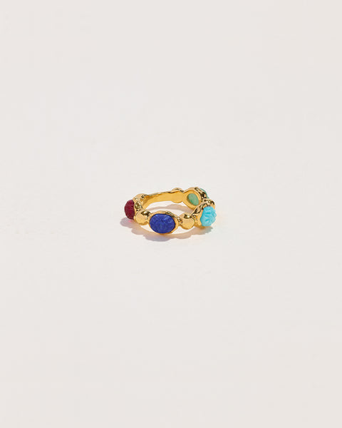 amma ring with lapis, turquoise, carnelian