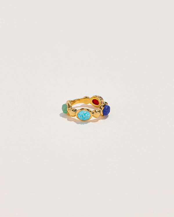 amma ring with turquoise and other multi gems