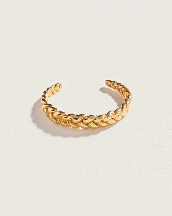 yellow gold plate braided cuff bracelet