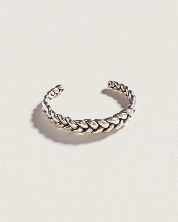 silver braided cuff bracelet