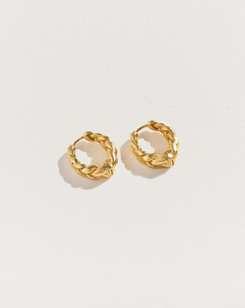 gold plate braided hoop earrings