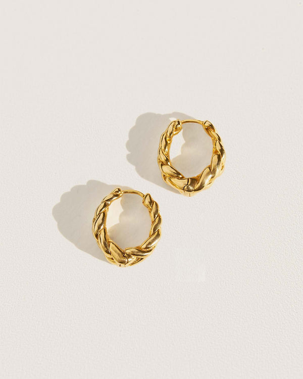yellow gold plate braided hoops