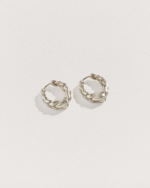 silver braided hoop earrings