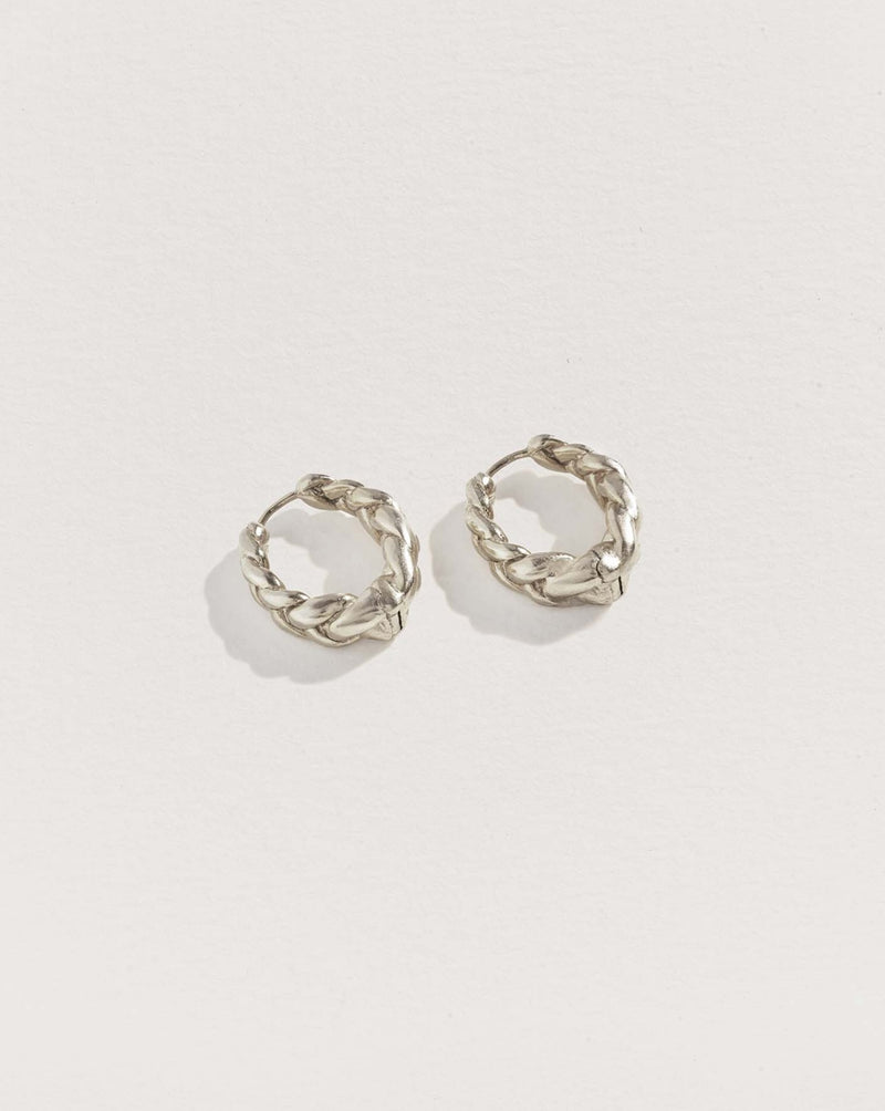 silver braided hoop earrings