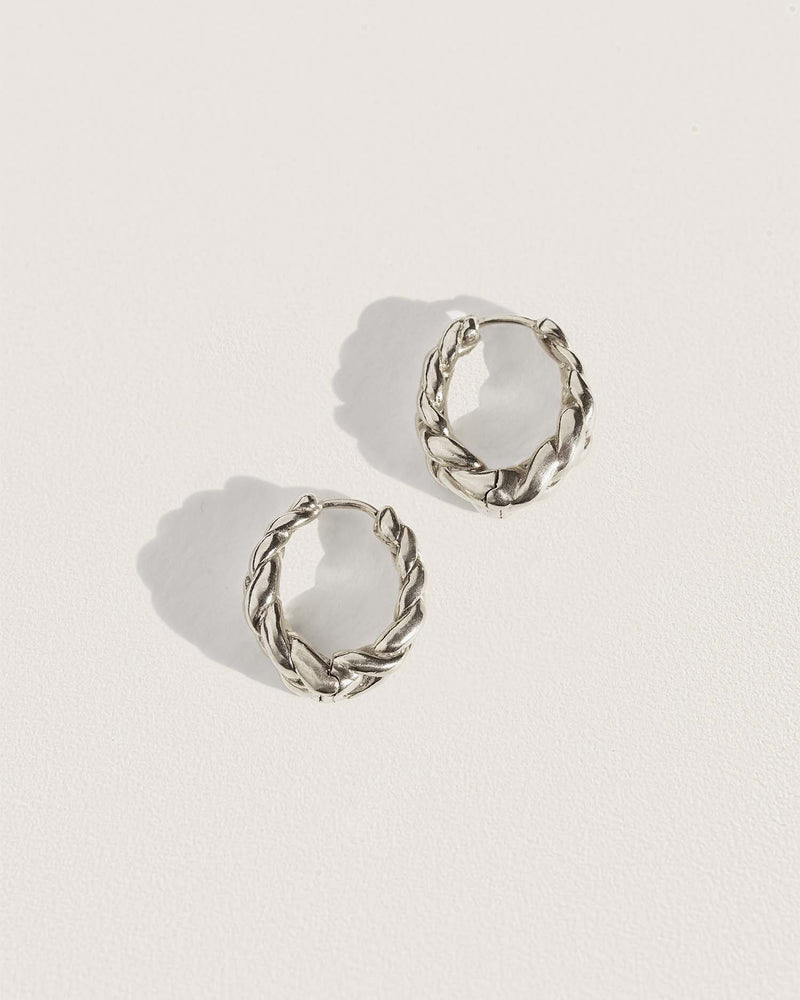 silver plaited hoop earrings
