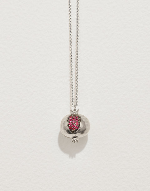 ruby silver pomegranate necklace