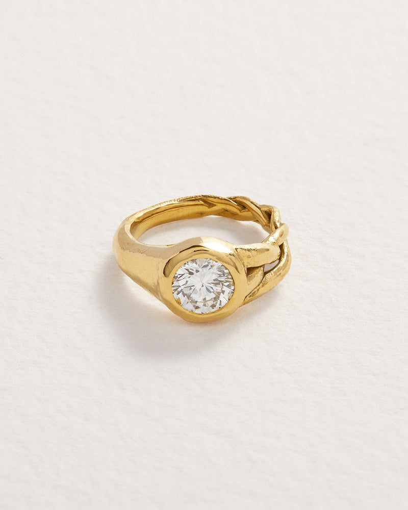 asymmetrical wedding ring with diamond
