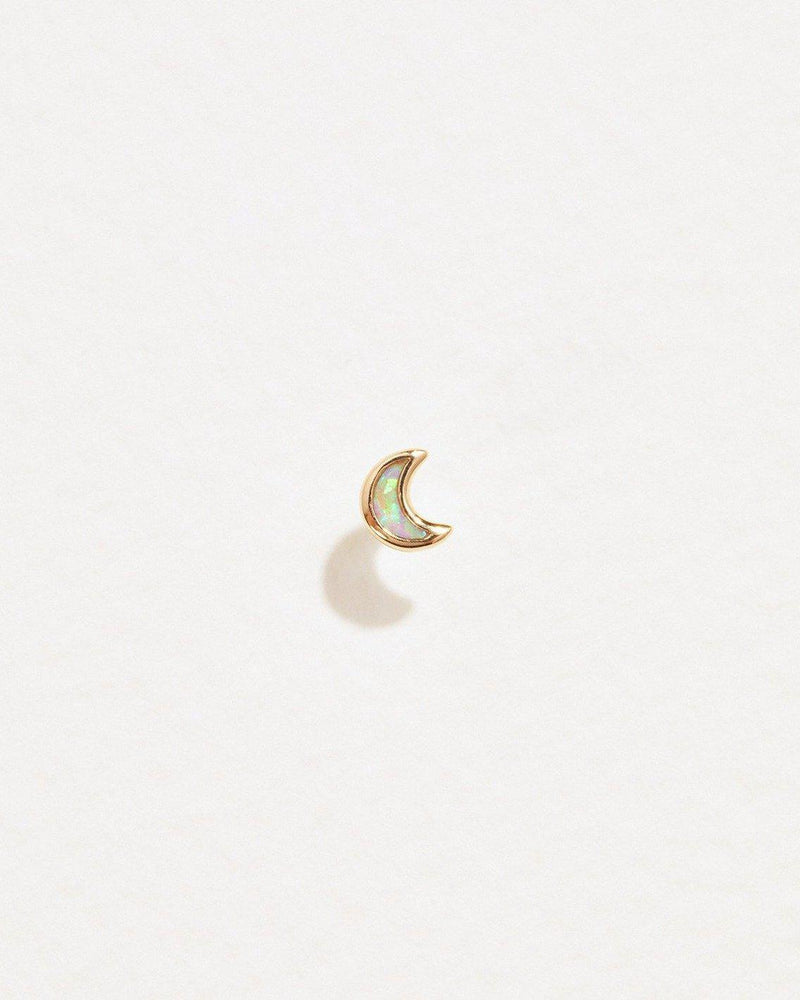 moon stud earring with opal