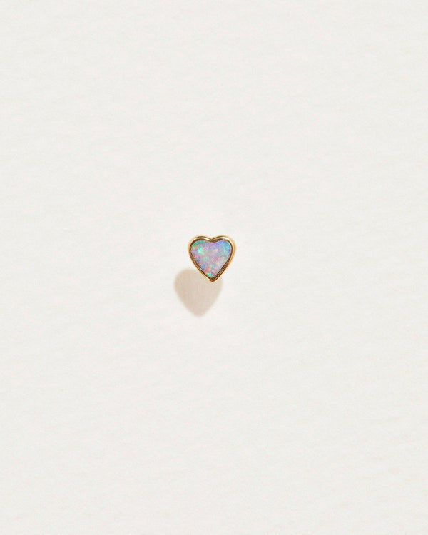 opal heart stud