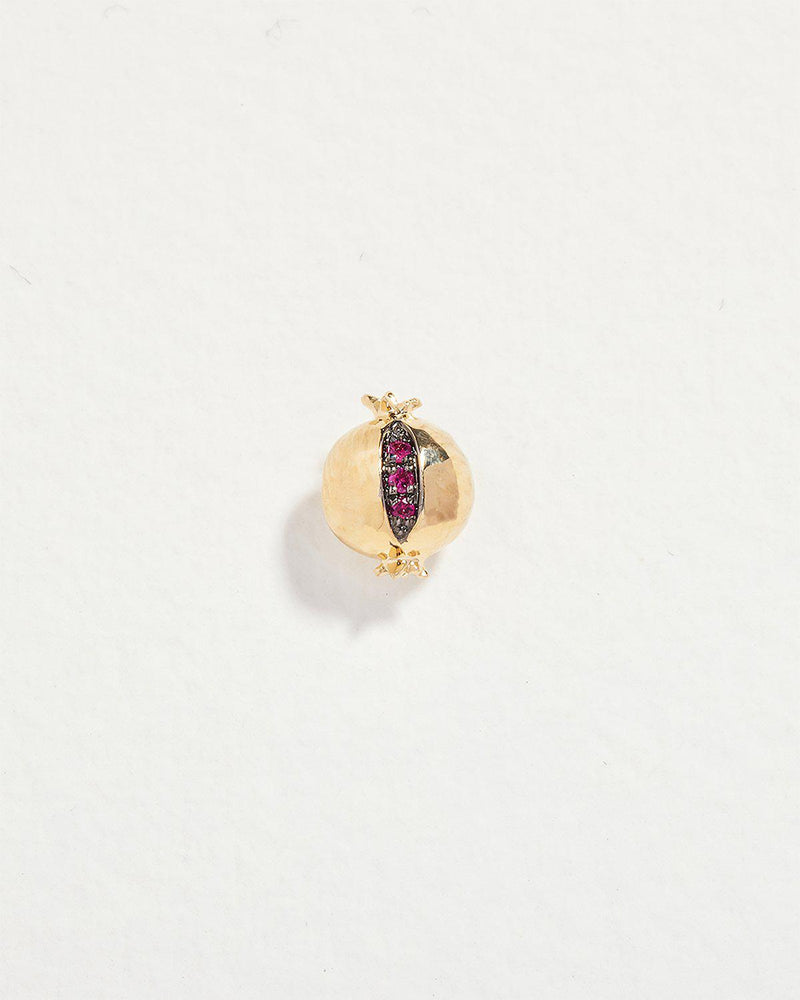 pomegranate stud piercing with ruby and gold