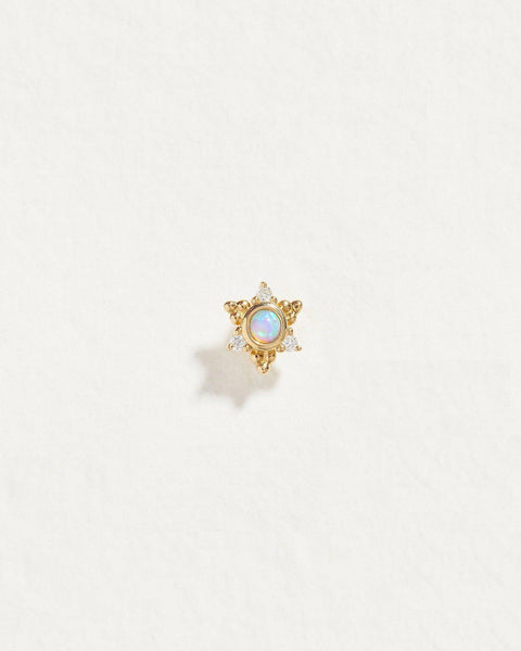 star stud piercing with opal and diamonds