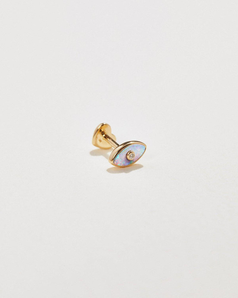 eye diamond stud piercing with opal