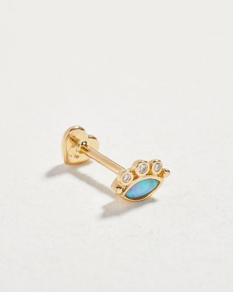 celestial eye stud piercing with opal and diamonds