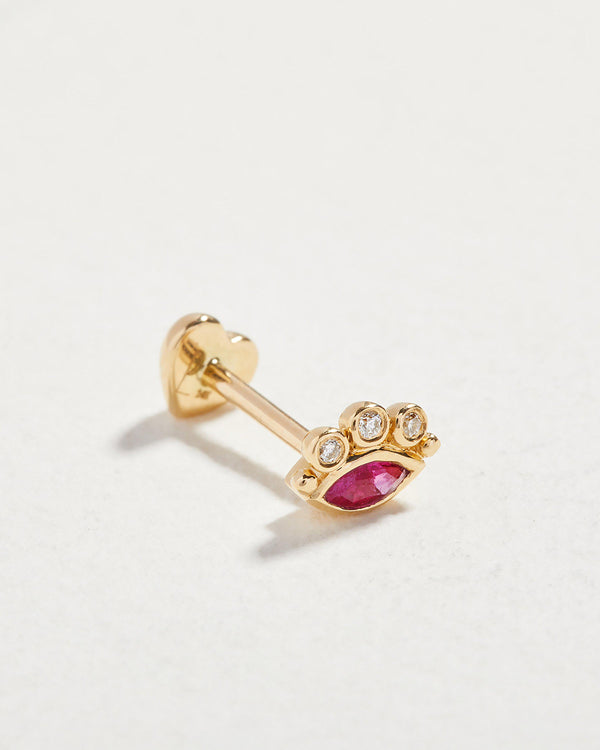 celestial eye stud with ruby and diamonds