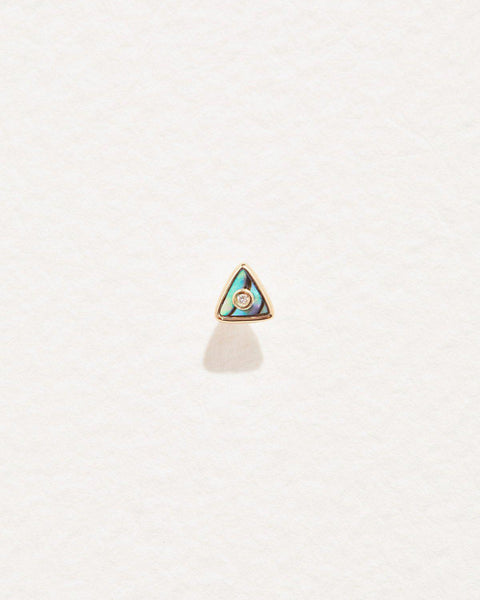 abalone triangle stud with diamond
