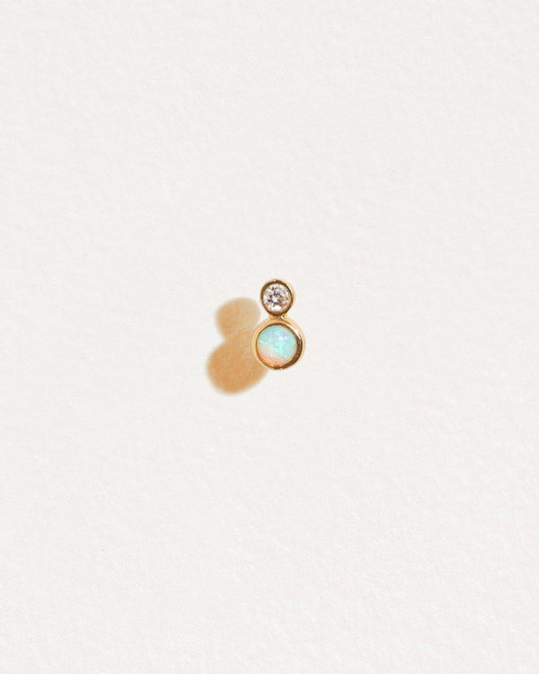 double dot stud with opal and white diamond