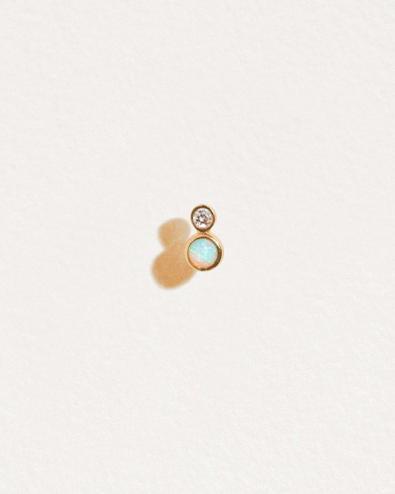 double dot stud with opal and white diamond