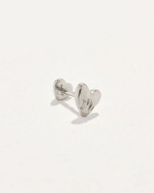 white gold heart stud earring