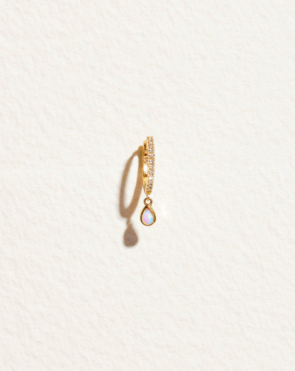 opal raindrop huggie earring