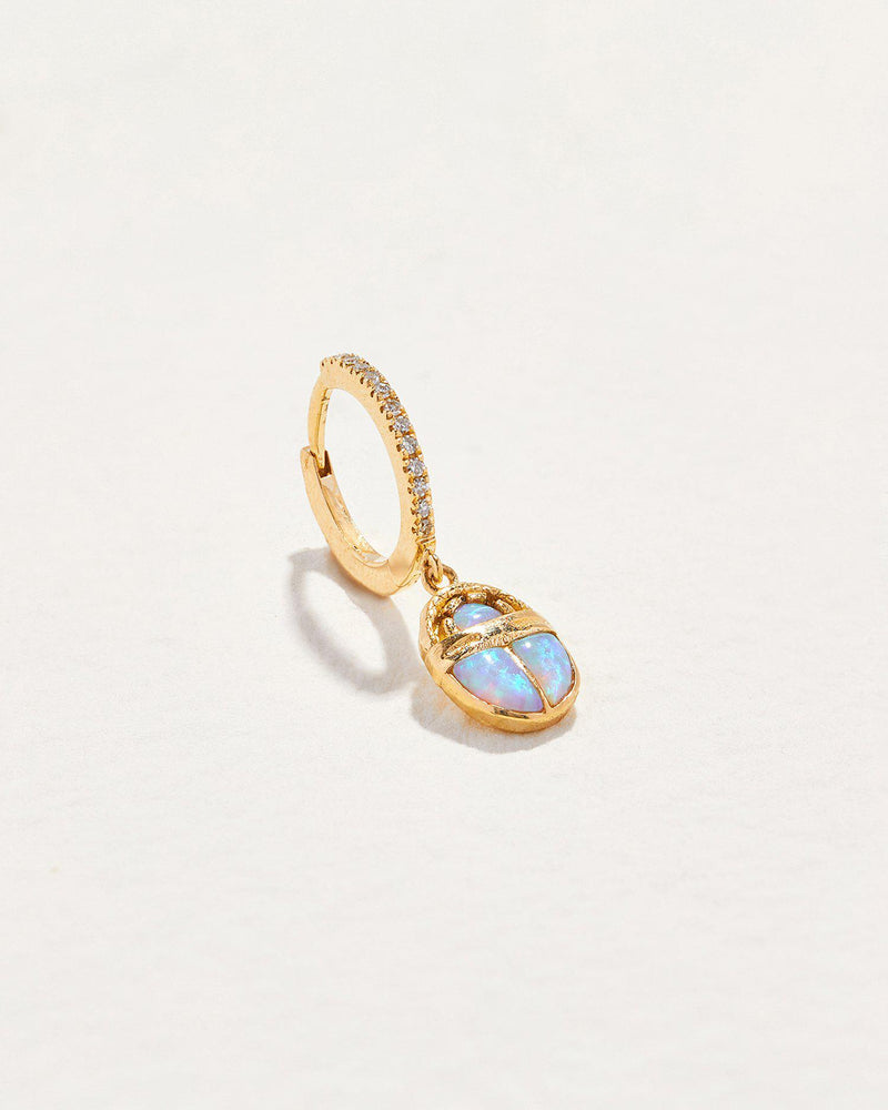 scarab huggie earring with opal