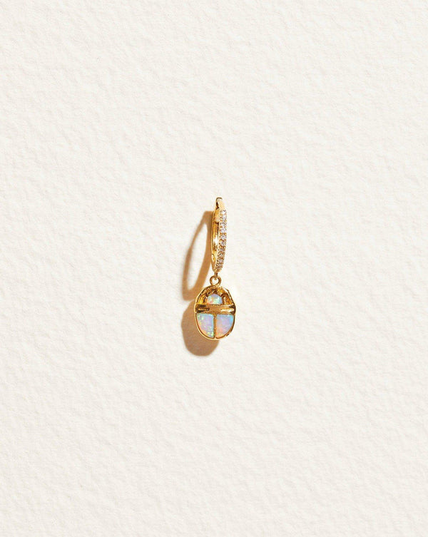 opal scarab huggie earring