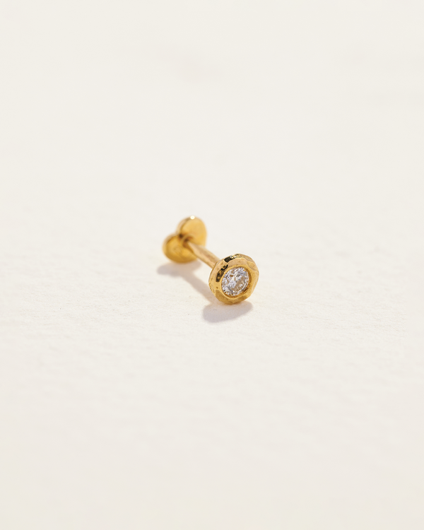 diamond 14k gold opal stud earring