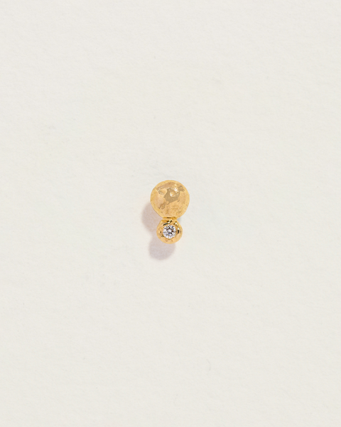 14k gold diamond double dot stud earring