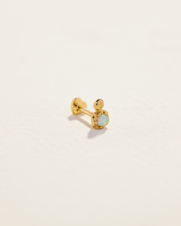 double dot stud earring with opal