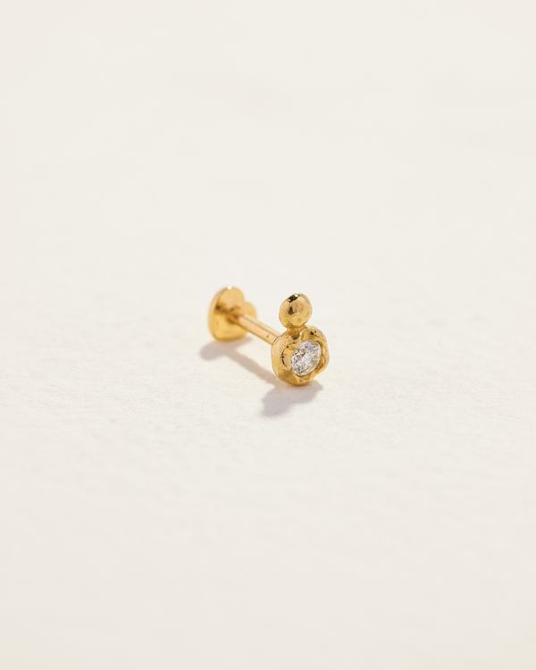 diamond double gold dot stud earring