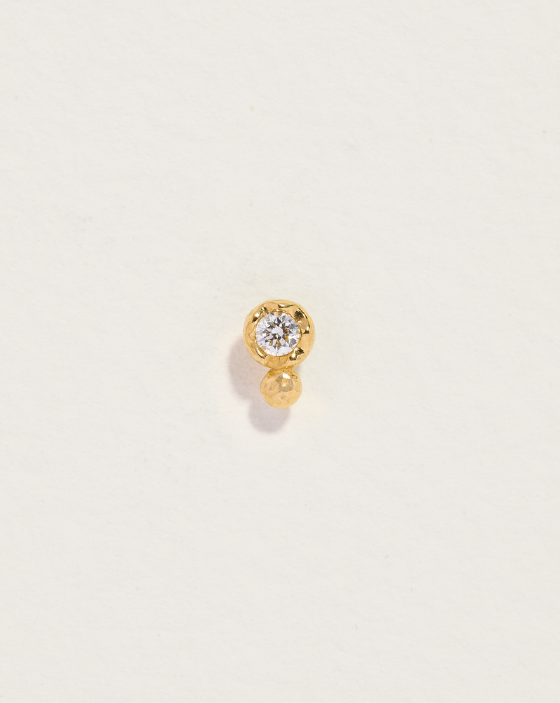 diamond gold dot stud earring