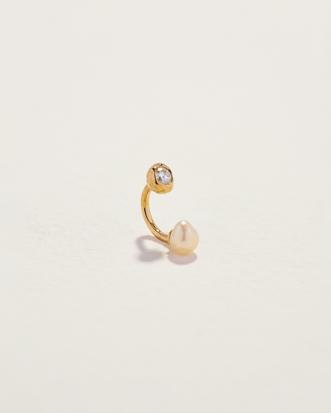 diamond and pearl hook earring