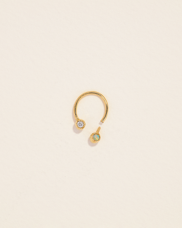opal and diamond circular barbell piercing
