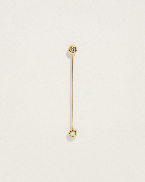opal barbell piercing with diamond