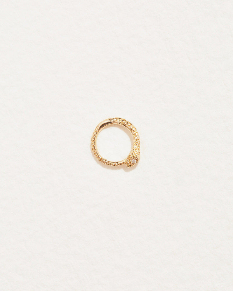 snake clicker piercing with 14k yellow gold and diamonds