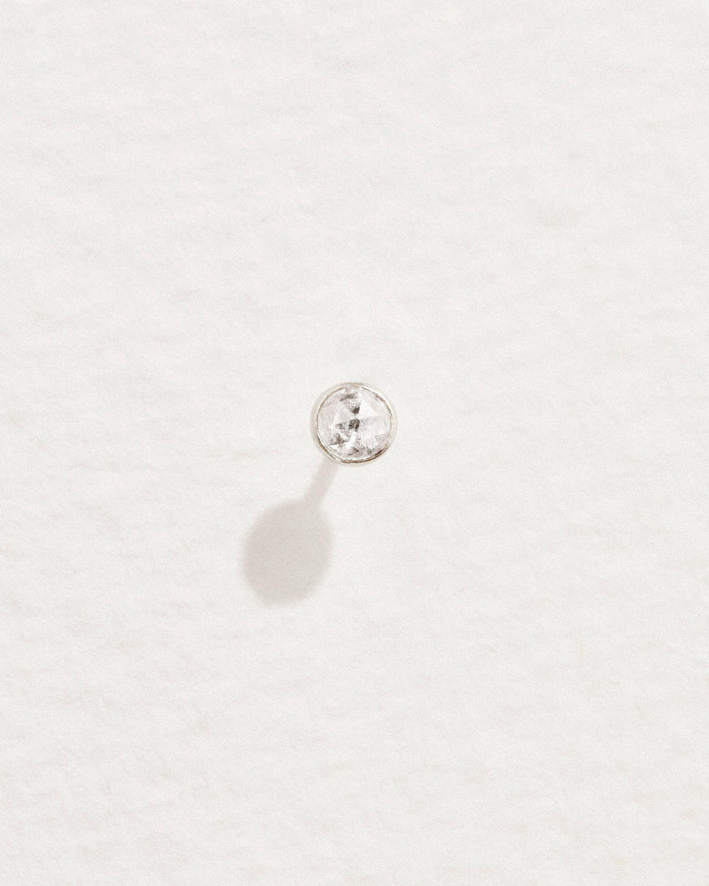 white gold diamond bezel stud earring