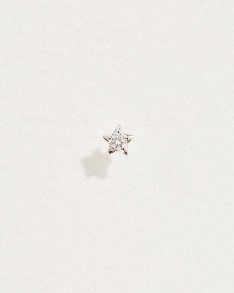 white gold diamond star stud earring