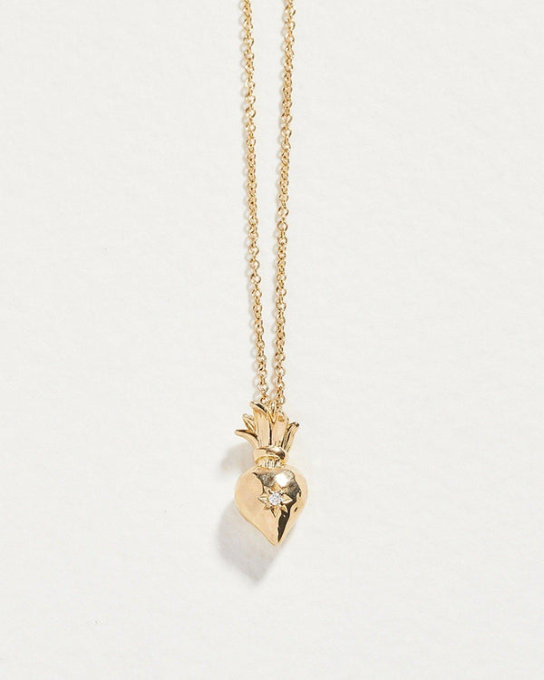 sacred heart pendant with white diamond
