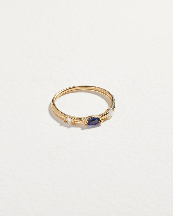 sapphire ring with pearl and diamond