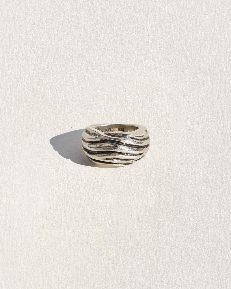 silver wavy mushroom gills ring