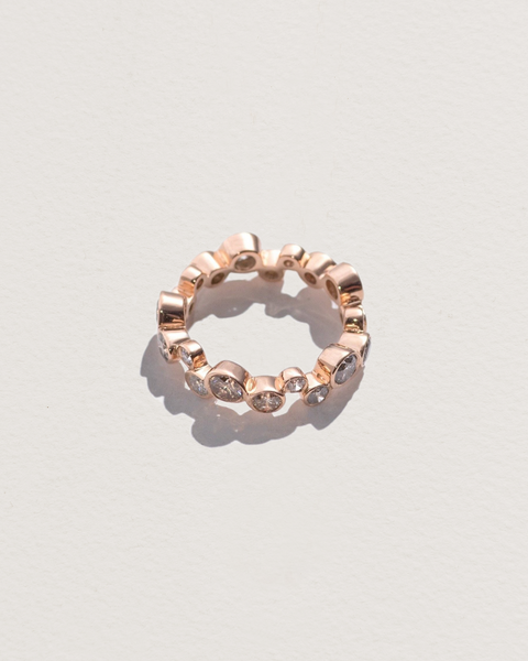 rose gold band ring with diamonds