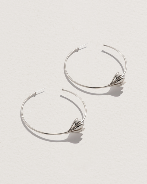 anemone flower hoop earrings with sterling silver