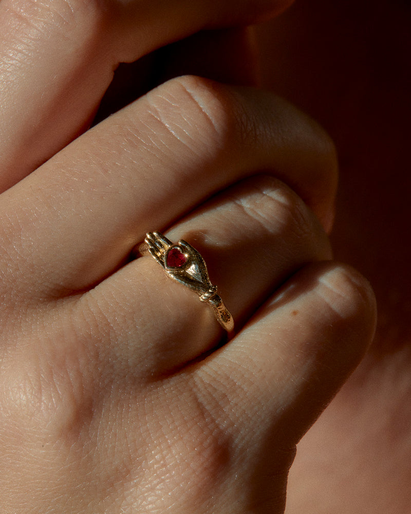 Ruby Heart in Hand Ring Pamela Love