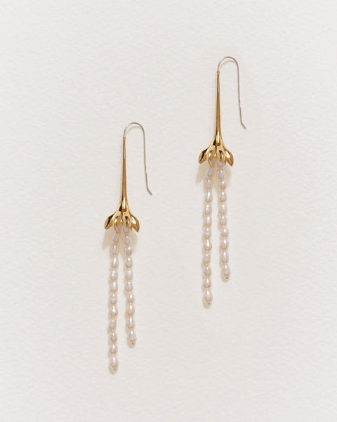 anemone pearl drop earrings with 14k gold plate